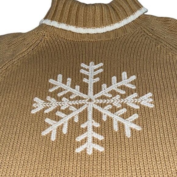 Norton Mcnaughton Ladies Size PL Beige Turtleneck Snowflake Pullover Sweater - Picture 3 of 8